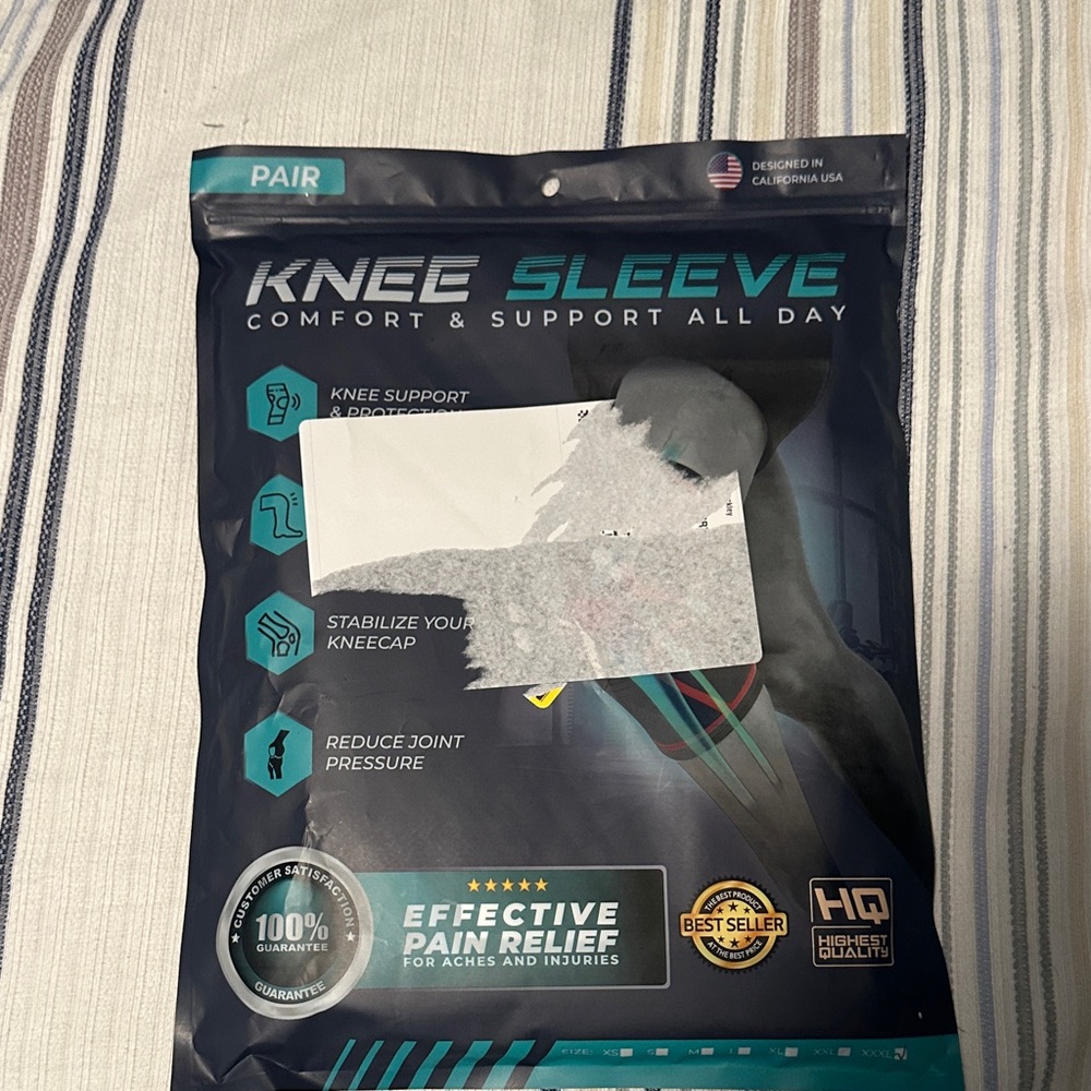 Knee Support Sleeve in Black and Blue